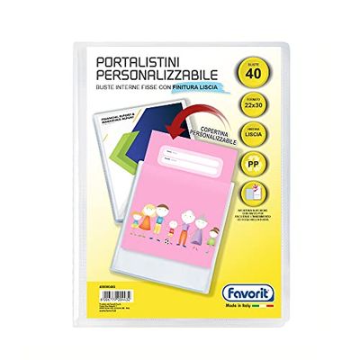 Favorit 400090485 - Pasta personalizável premium, 40 capas, transparente