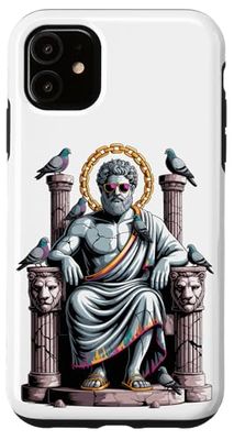 Greek Statue Wearing Sunglasses Pigeons Case for iPhone 11