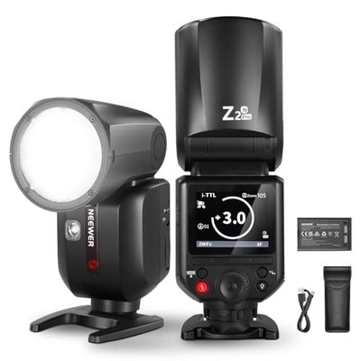 NEEWER Z2PRO-N Flash Speedlite 2.4G TTL TTL a Testa Rotonda Compatibile con Nikon, Wireless Compatibile con Godox, 76Ws 1/8000s HSS, UI Aggiornata, Interruttore TTL/M TCM, Batteria 7.2V/3000mAh