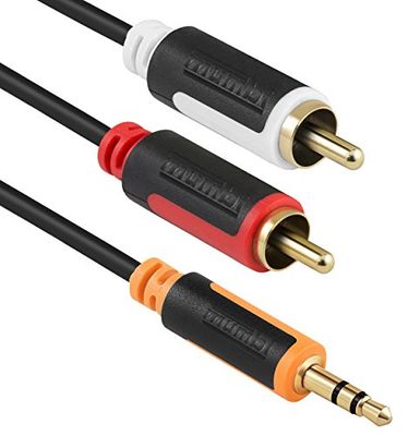 mumbi 3.00m Cavo divisore audio Y (da 3,5 mm maschio a 2x RCA maschio) con tappi dorati