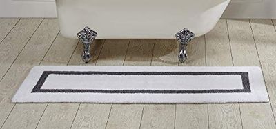 Better Trends / Pan Overseas Hotel Collection 200 GSF - Alfombras de baño Reversibles 100% algodón, Paquete de 2, algodón, Blanco y Gris., 20" X 60"