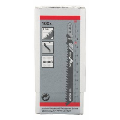 Bosch 100x Stichsägeblatt T 111 C (für weiches Holz, gerader Schnitt, Professional Zubehör Stichsäge)