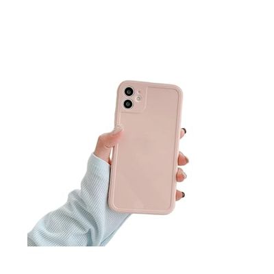Compatibel met iPhone 12 Case 6,1 inch Soft Ultra Slim beschermhoes schokbestendig siliconen telefoon met zachte binnenvoering van krasbestendige microvezel, roze