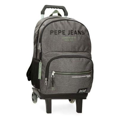 Pepe Jeans Edmon Mochila Doble Compartimento Adaptable a Carro Portátil 15,6 pulgadas Gris 33x46x15 cms Poliéster by Joumma Bags