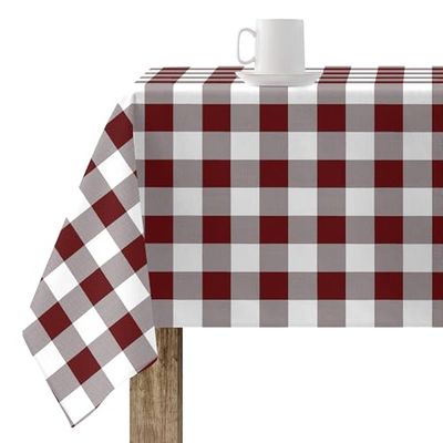 BELUM,Resinated Tablecloth Stain Resistant Paintings Garnet, Tablecloth Vichy Squares Size; 140x140 cm, Tablecloth Vichy Grante, Tablecloth Fabric 100% Organic Cotton