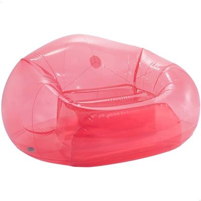 Intex 66501 Rosa Beanless Sillón Hinchable, Transparente, Muebles Hinchables, Medidas 137x127x74 cm, Cómodo Capacidad para 1 Persona, Peso Máx. 100 kg, Fácil de Hinchar, Portátil, Puff Hinchable