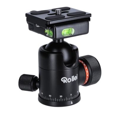 Rollei Treppiede a sfera per treppiede C5i, testa professionale a 360 gradi con frizione, portata 8 kg e 3 livelle. Include piastra a sgancio rapido Acra Swiss, Nero, 22764