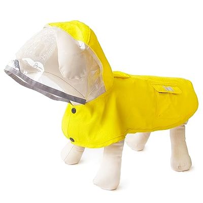 Manteau de Pluie imperméable pour Chien avec Poncho à Capuche, Veste de Pluie Jaune hautement réfléchissante et réglable avec Trou pour Laisse, pour Chiens de Petite, Moyenne et Grande Taille (Taille