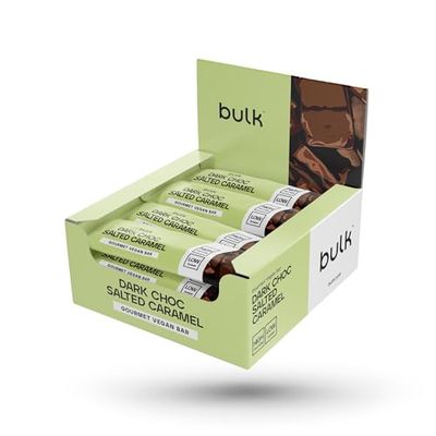 Bulk Gourmet Vegan Protein Bar, Dark Chocolate Salted Caramel, Pack of 12, 12 Servings, Packaging May Vary