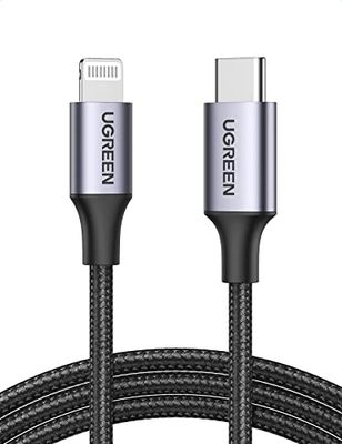UGREEN Câble USB-C vers Lightning en Nylon tressé certifié MFi, pour iPhone 11 Pro Max X XS XR XS Max 8 Plus et Plus