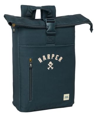 HARPER & NEYER - Zaino con patta per laptop da 15,6", ideale per diverse età, comodo e versatile, qualità e resistenza, 28 x 13 x 42 cm, Blu navy, M, Casual