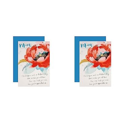 Hallmark Large Mother's Day Card for Mam, Classic Floral Design (Pack of 2)