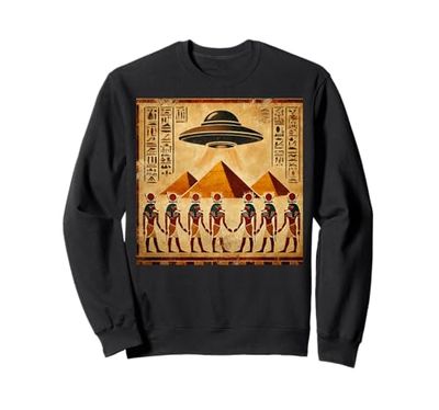 Egitto UFO Stile Affresco Antico Arte Classica Grafica Felpa