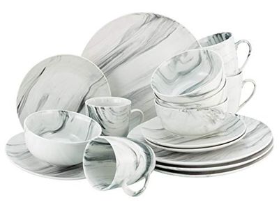 Creatable, 22775, MARBLE series, combination service 16 pieces, Porcelain, bianco