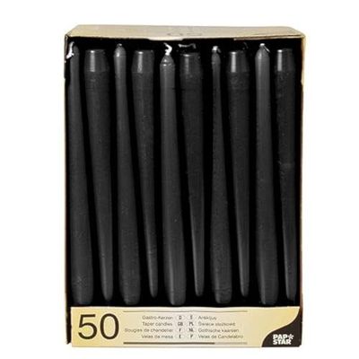 PAPSTAR 10392 - Velas (50 unidades, 2,2 x 25 cm), cor preta