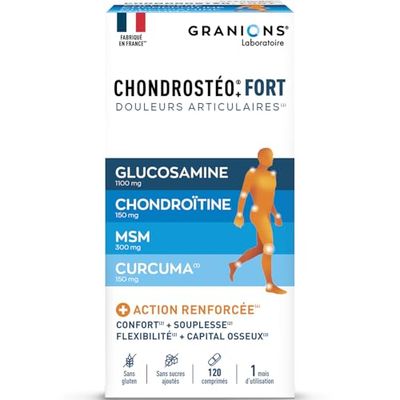 GRANIONS| Chondrostéo+ FORT Articulations | Formule Renforcée | Mobilité & Souplesse Articulaire, Flexibilité, Capital Osseux | Glucosamine, Chondroïtine, MSM, Harpagophytum | 120 comprimés
