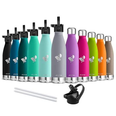 AORIN Vacuum Insulated Stainless Steel Water Bottle - 350ml - 24 hrs Cooling & 12 hrs Keep Warm - BPA Free - metal Water Bottle for Work, Gym, Travel, Sports