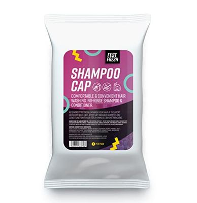 FestFresh No-Rinse Shampoo Cap Hair Wash | Rinse-Free Waterless Shower | Perfect for Camping, Backpacking and Festivals | 1 Cap, White