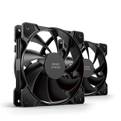 Mars Gaming MF-PROX2 Black, Kit 2 120mm Fans, Anti-vibration System, Ultra-quiet, Dual Connection 3PIN + 4PIN