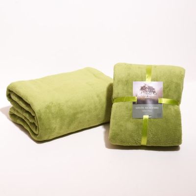 Sancarlos - Manta lisa microfibra, Verde, Cama de 150, Tamaño 235x240 cm