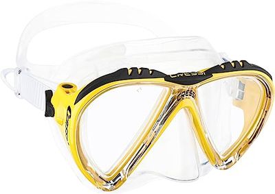 Cressi Tauchmaske Lince Low Volume Made In Italy Óculos de mergulho, unissexo, transparente/amarelo, tamanho único