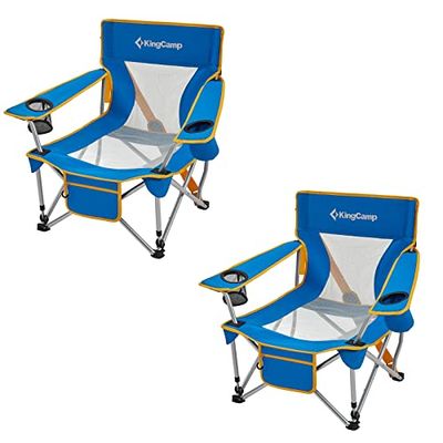 KingCamp Silla de Camping Plegable, Poliéster, Azul_Set, Large