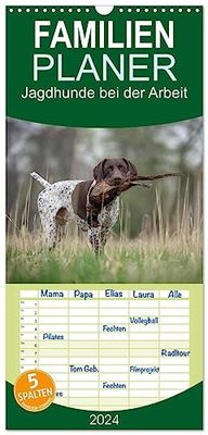 Familienplaner 2024 - Jagdhunde bei der Arbeit mit 5 Spalten (Wandkalender, 21 cm x 45 cm) CALVENDO