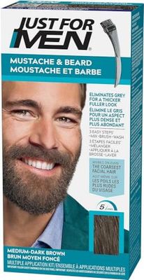 Just For Men Mörkbrun mustasch och skäggfärg formula, tar bort grått hår för en tjockare rendering - M40