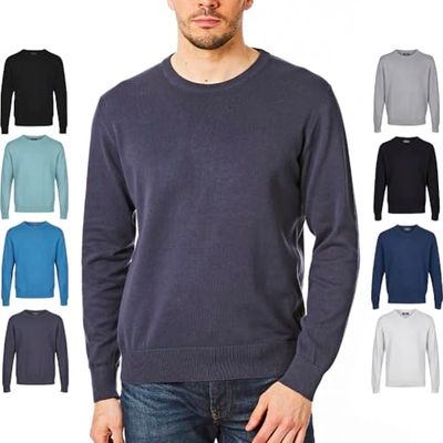 Castle Point CSPKNT003 Pull 100 % coton pour homme, col rond, Marine, XL