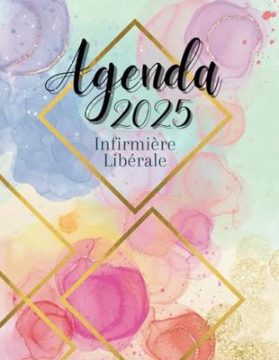 Agenda Infirmière Libérale: Planificateur de tournée,intérieur noir et blanc,grand format,1 jour/page,de 5h à 21h45,toutes les 15min,+ RDV patients+ km+CA+bilan comptable