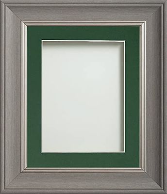 Frame Company Drummond Range Gunmetal Grey 12x10 inch Picture Photo Frame with Bottle Green Mount for Image 8x6 inch * Choice of Sizes* Fitted with Real Glass