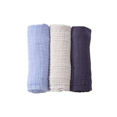 Set van 3 babyluiers – vierkant van chiffon katoen – 70 x 70 cm – veelzijdig inzetbaar: deken, knuffeldier, slabbetje, zonwering – Oeko-Tex-gecertificeerd – cadeau voor geboorte meisjes en jongens –