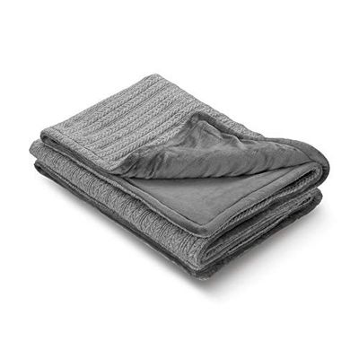 medisana HB 680 Manta calentadora de peluche, manta de peluche en patrón de punto con apagado automático, lavable, 3 ajustes de temperatura 160 x 120 cm, aspecto reversible de 2 colores