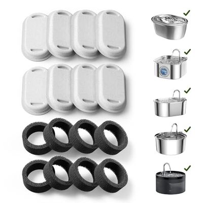 PETLIBRO Paquete de 4/8 filtros de repuesto para fuente de agua de gato de acero inoxidable PLWF003 y PLWF006, juego de filtros de repuesto de 2/4 meses para fuente de agua de mascotas de acero