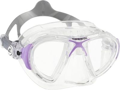 Cressi Nano, Maschera Subacquea Professionale Donna, Trasparente Crystal/Lilla