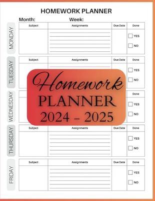 Homework planner 2024-2025: Personalized Daily & Scheduler Diary - Undated Daily Assignment Tracker For Students Of All Levels, Homeschooling Organizer - Large Print.