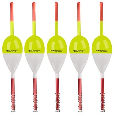 THKFISH Visdobbers Visdobbers Balsa Hout Floats Lente Bobbers Slip Bobbers voor Crappie Panfish Snoekbaarzen 5,2 cm* 2,9 cm* 14,9 cm 5 stks Geel