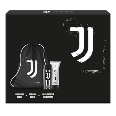 JUVENTUS | Gift Set Bag - Doccia Shampo 250ml + Shampoo 200ml + Sacca Portascarpe - Set Pratico e Sportivo