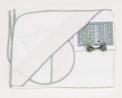 Ti TIN | Cape de Bain pour Bébé avec Point de croix, 100x100 cm | Serviette de Bain Douce, Confortable, Absorbante - 90% Coton, 10% Polyester - Tissu Éponge - Couleur Unie (Blanc) - 340g/m²