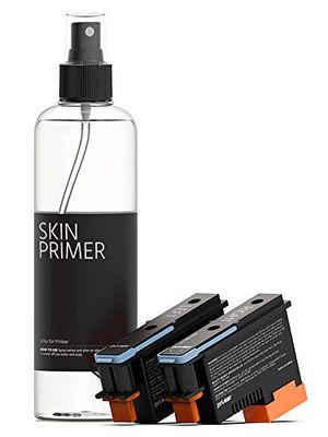 Prinker S Temporary Tattoo Color Ink Refill Set with Premium Cosmetic Full Color Ink Cartridge and Skin Primer - Compatible with Prinker S device.