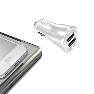 Celly Caricabatterie da Auto, 2.1 A, Bianco