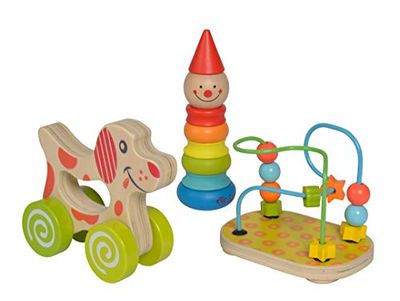 Eichhorn 100003750 - Conjunto de 3 Juguetes Madera Educativos, para Niños a partir 1 Año