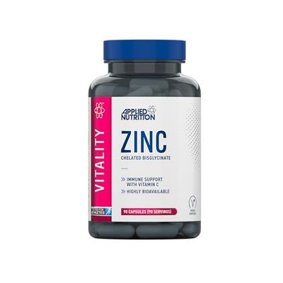 Applied Nutrition Zinc - 15mg Strength Supplement for Normal Immune System Function, Bones, Hair, Skin & Nails, Made in The UK, Vegan (90 Tablets - 3 Months Supply)