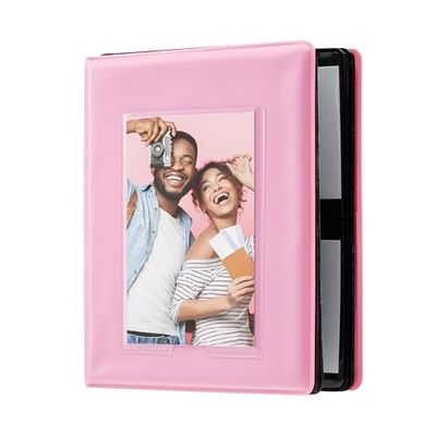 Zink 2x3 Mini Fotoalbum 64-Pocket met Transparante Vensterhoes voor 2”x3” ZINK Zero Ink Foto Papier (Roze) Compatibel met Kodak, Lifeprint, Polaroid, HP, Canon, Fujifilm 2x3" foto’s