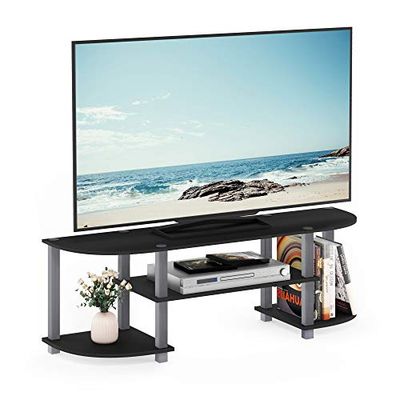 Furinno Turn-S-Tube Wide TV Entertainment Center, TV-meubel, TV-standaard, Zwart/Grijs