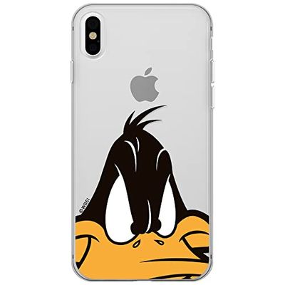 Ert Group custodia per cellulare per Apple Iphone X/XS originale e con licenza ufficiale Looney Tunes, modello Duffy 001 adattato alla forma dello smartphone, parzialmente trasparente