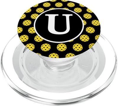 monogram initials name letter U pickleball pattern sport art PopSockets PopGrip for MagSafe