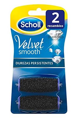 Scholl Velvet Smooth, substituição de lima para pés, substituição durezas persistentes, preto, 2 unidades