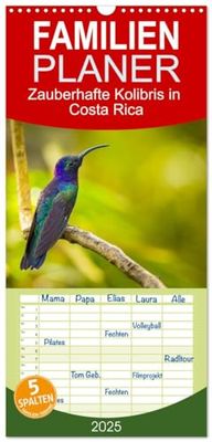 Familienplaner 2025 - Zauberhafte Kolibris in Costa Rica mit 5 Spalten (Wandkalender, 21 x 45 cm) CALVENDO: Ungefähr 52 Arten von Kolibris sind in ... heimisch, die im ganzen Land zu sehen sind.