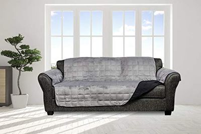 Quickfit Mazi Geo Reversible Sofa Cover, Black-Grey
